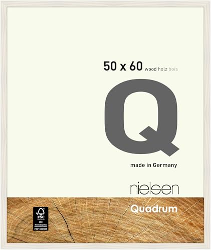 nielsen Bilderrahmen, 50 x 60 cm, Holz, Weiß, Posterrahmen zum Aufhängen im Hoch- & Querformat, Echtglas, Quadrum von nielsen