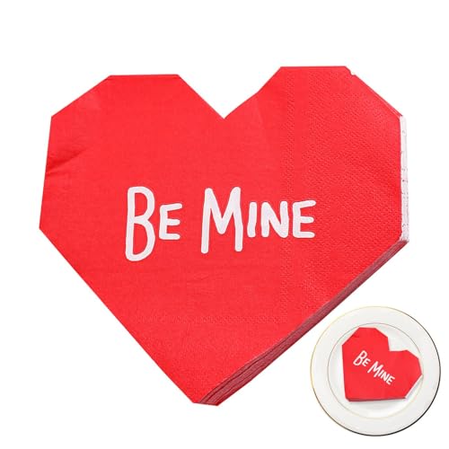 Niesel Herz-Gästeserviette,Love Hearts Dinner-Handserviette - 20 Stück stabiles Gesichtstuch | 2-lagige Gästeserviette aus Seidenpapier in Herzform für Hochzeitszubehör zum Valentinstag von Niesel