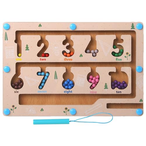 Niesel Magnetisches Farb- und Zahlenlabyrinth,Magnetfarb- und Zähllabyrinth | Magnetspielzeug Montessori Zahlenlabyrinth - Hölzernes Zählperlenlabyrinthbrett, Spielzeug für Feinmotorik, farblich von Niesel