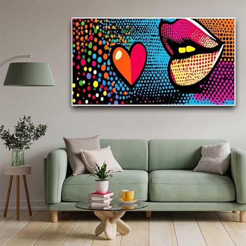 Diamond Painting Abstrakt Diamant Painting Bilder Lippen Erwachsene Kinder, by Malen Nach Zahlen, DIY Full Drill Cross Embroidery Malerei Set for Living Room Wall Decoration Geschenke 30x60cm Y347 von Nigsnxng