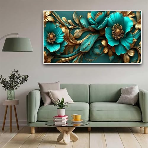 Diamond Painting Blau Diamant Painting Bilder Blume Erwachsene Kinder, by Malen Nach Zahlen, DIY Full Drill Cross Embroidery Malerei Set for Living Room Home Wall Decoration Geschenke 90x180cm Y359 von Nigsnxng