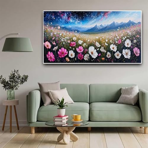 Diamond Painting Blume Diamant Painting Bilder Berg Erwachsene Kinder, by Malen Nach Zahlen, DIY Full Drill Cross Embroidery Malerei Set for Living Room Home Wall Decoration Geschenke 90x180cm Y351 von Nigsnxng