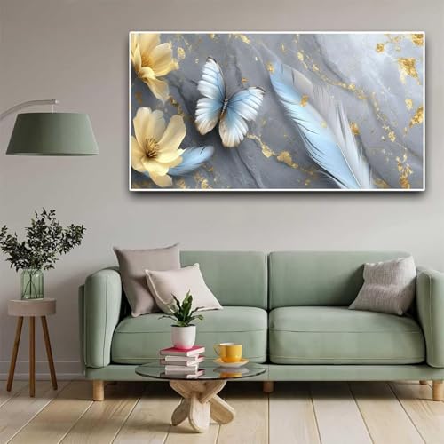 Diamond Painting Blume Diamant Painting Bilder Schmetterling Erwachsene Kinder, by Malen Nach Zahlen, DIY Full Drill Embroidery Malerei Set for Living Room Home Wall Decoration Geschenke 40x80cm Y360 von Nigsnxng