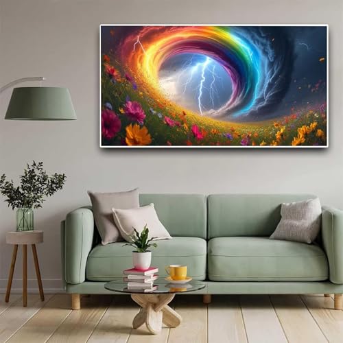 Diamond Painting Farbe Diamant Painting Bilder Wirbel Erwachsene Kinder, by Malen Nach Zahlen, DIY Full Drill Cross Embroidery Malerei Set for Living Room Home Wall Decoration Geschenke 60x120cm Y344 von Nigsnxng