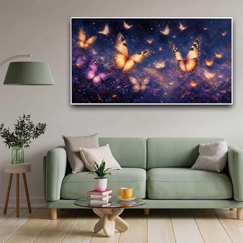 Diamond Painting Gelb Diamond Painting Schmetterling Bilder Erwachsene Kinder Große, Malen Nach Zahlen DIY Full Drill Cross Embroidery Painting Set, Diamant Painting 30x60cm for Wall Decoration Y1 von Nigsnxng