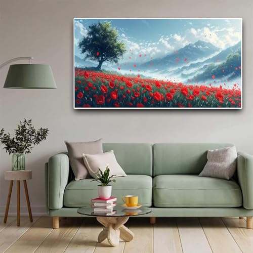 Diamond Painting Landschaft Diamant Painting Bilder Blume Erwachsene Kinder, by Malen Nach Zahlen, DIY Full Drill Cross Embroidery Malerei Set for Living Room Wall Decoration Geschenke 50x100cm Y349 von Nigsnxng