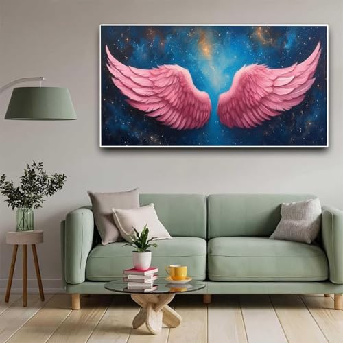 Diamond Painting Rosa Diamant Painting Bilder Flügel Erwachsene Kinder, by Malen Nach Zahlen, DIY Full Drill Cross Embroidery Malerei Set for Living Room Home Wall Decoration Geschenke 30x60cm Y353 von Nigsnxng