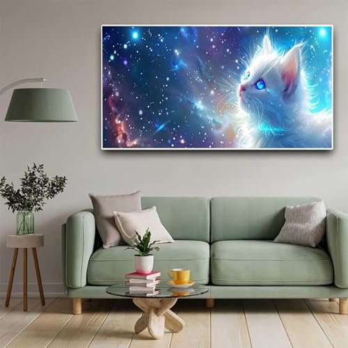 Diamond Painting Sternenhimmel Diamant Painting Bilder Katze Erwachsene Kinder, by Malen Nach Zahlen, DIY Full Drill Embroidery Malerei Set for Living Room Home Wall Decoration Geschenke 60x120cm Y342 von Nigsnxng