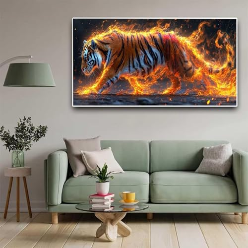 Diamond Painting Tier Diamant Painting Bilder Tiger Erwachsene Kinder, by Malen Nach Zahlen,DIY Full Drill Cross Embroidery Malerei Set for Living Room Wall Decoration Männlich Geschenke 40x80cm Y348 von Nigsnxng