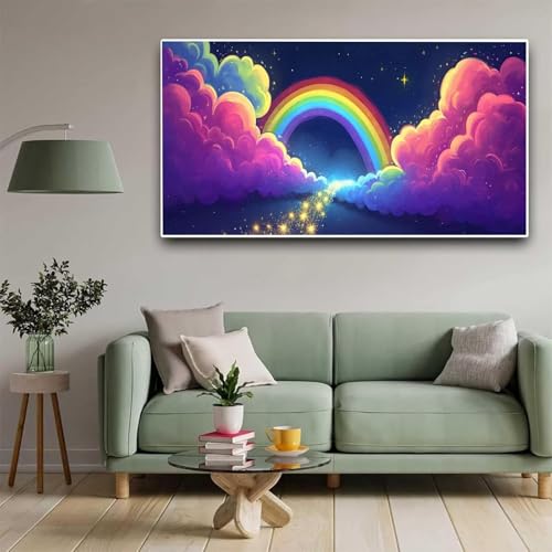 Diamond Painting Wolke Diamant Painting Bilder Regenbogen Erwachsene Kinder, by Malen Nach Zahlen, DIY Full Drill Cross Embroidery Malerei Set for Living Room Wall Decoration Geschenke 30x60cm Y357 von Nigsnxng