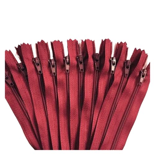 10 Stück 3 Zoll - 24 Zoll (7,5 cm - 60 cm) Nylon-Spiralreißverschlüsse for Schneider, Nähen, Basteln, Nylon-Reißverschlüsse ReißVerschluss NäHen(Wine red,30CM_10PCS) von NihaoWXM