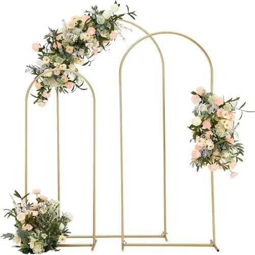 Hochzeitsbogen 1pc Goldene Arch Stehen Metall Rahmen Hochzeit Geburtstag Party Dekoration Arch Rahmen Gewölbte Halterung Ballon Torbogen Display Hintergrund für Geburtstag Party(5FT(65x150cm)) von NihaoWXM