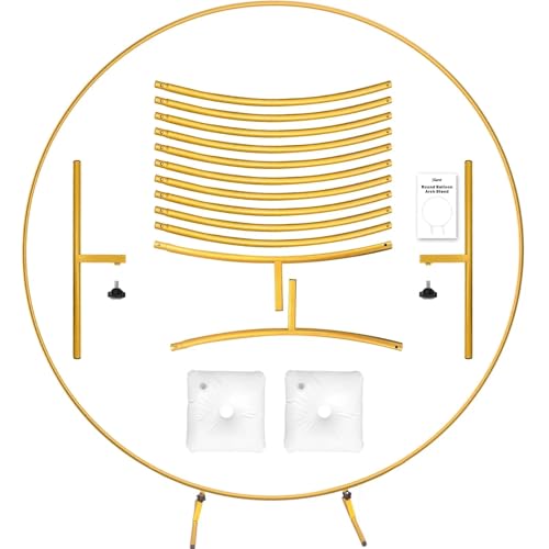 Hochzeitsbogen Runder Ballonbogen-Bausatz, Ballon-Reifenständer, goldener Ballon-Kreisrahmen aus Metall, großer Kulissenständer for Geburtstag, Hochzeit für Geburtstag Party(1.8m(70.8in)) von NihaoWXM