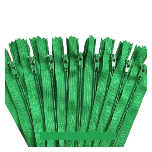 NihaoWXM 10 Stück 3 Zoll - 24 Zoll (7,5 cm - 60 cm) Nylon-Spiralreißverschlüsse for Schneider, Nähen, Basteln, Nylon-Reißverschlüsse ReißVerschluss NäHen(Grass Green,25CM_10PCS) von NihaoWXM