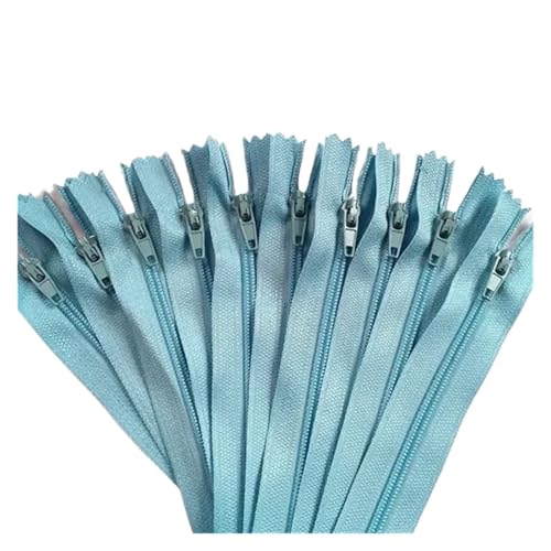 NihaoWXM 10 Stück 3 Zoll - 24 Zoll (7,5 cm - 60 cm) Nylon-Spiralreißverschlüsse for Schneider, Nähen, Basteln, Nylon-Reißverschlüsse ReißVerschluss NäHen(Light Blue,20CM_10PCS) von NihaoWXM