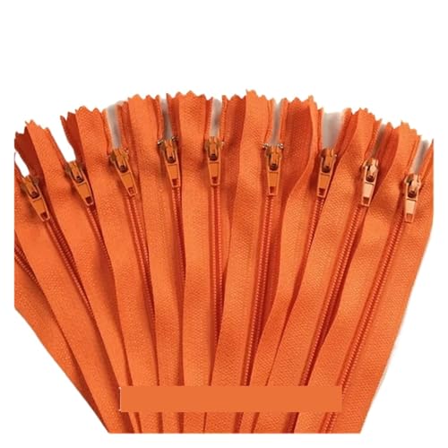 NihaoWXM 10 Stück 3 Zoll - 24 Zoll (7,5 cm - 60 cm) Nylon-Spiralreißverschlüsse for Schneider, Nähen, Basteln, Nylon-Reißverschlüsse ReißVerschluss NäHen(Orange,15CM_10PCS) von NihaoWXM