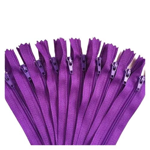 NihaoWXM 10 Stück 3 Zoll - 24 Zoll (7,5 cm - 60 cm) Nylon-Spiralreißverschlüsse for Schneider, Nähen, Basteln, Nylon-Reißverschlüsse ReißVerschluss NäHen(Purple,30CM_10PCS) von NihaoWXM