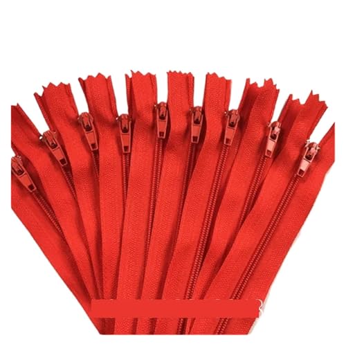 NihaoWXM 10 Stück 3 Zoll - 24 Zoll (7,5 cm - 60 cm) Nylon-Spiralreißverschlüsse for Schneider, Nähen, Basteln, Nylon-Reißverschlüsse ReißVerschluss NäHen(Red,20CM_10PCS) von NihaoWXM