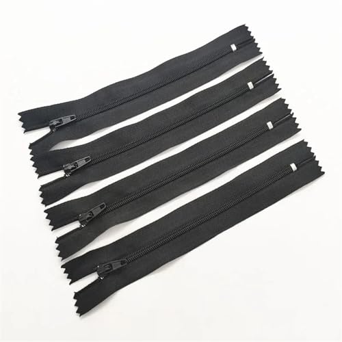 NihaoWXM 10 Stück 7,5 cm – 60 cm (3 – 24 Zoll) geschlossener Nylon-Spulenreißverschluss, geeignet for Kleidungsreißverschlüsse for Nähen ReißVerschluss NäHen(Black,12.5cm) von NihaoWXM