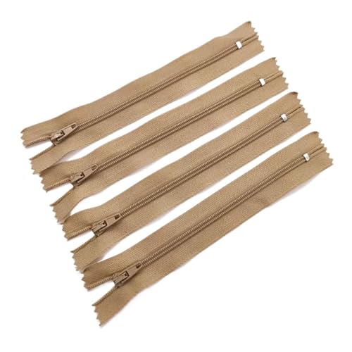 NihaoWXM 10 Stück 7,5 cm – 60 cm (3 – 24 Zoll) geschlossener Nylon-Spulenreißverschluss, geeignet for Kleidungsreißverschlüsse for Nähen ReißVerschluss NäHen(Khaki,12.5cm) von NihaoWXM