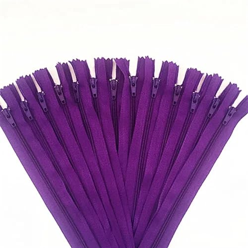 NihaoWXM 10 Stück Nylon-Spulenreißverschlüsse for Schneider, Kanalisation, Basteln, Bekleidung, Nähzubehör, Basteln, Nähen ReißVerschluss NäHen(Dark Purple,22inch (55cm)) von NihaoWXM