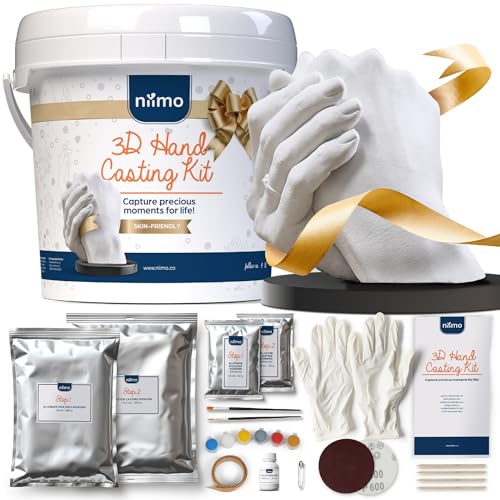 Niimo Handabdruck Set für Paare - Geschenk-Edition, Gipsabdruck Hände Paar, Handabdruck Set mit Display-Ständer, Acrylfarben, Geschenkkarte & mehr, Personalisierte Geschenke für Frauen & Männer von Niimo