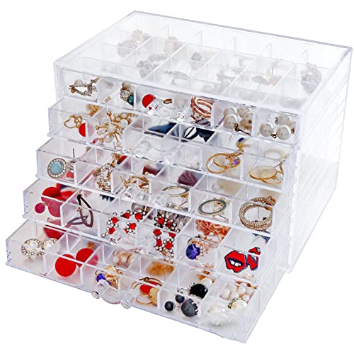 Transparente Schmuckschatulle Mit 120 Fächern, Schmuckaufbewahrungsbox, Schmuckständer Mit Schublade Für Armbänder, Ringe(5 Tier) von Niiyen