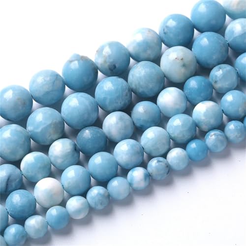 5A natürliche blaue weiße Larimar-Edelstein-Perlen, runde lose Steinperlen für Schmuckherstellung, DIY-Armbänder, Halsketten, 6 mm, 59 bis 63 Stück von Niiyyjj