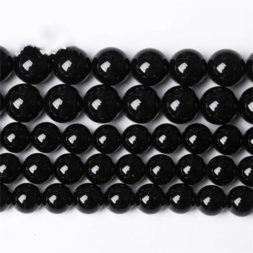 AAAAA Natürliche schwarze Achate runde lose Perlen Onyx lose Perlen für Schmuckherstellung DIY Armband Halskette AAAA schwarzer Achat 12 mm 31 Stück von Niiyyjj