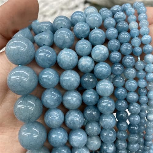 Natürliche Steinperlen Blau Aquamarin Angelit Runde Lose Perlen für Schmuckherstellung DIY Armband 10 mm 36 bis 38 Stück von Niiyyjj
