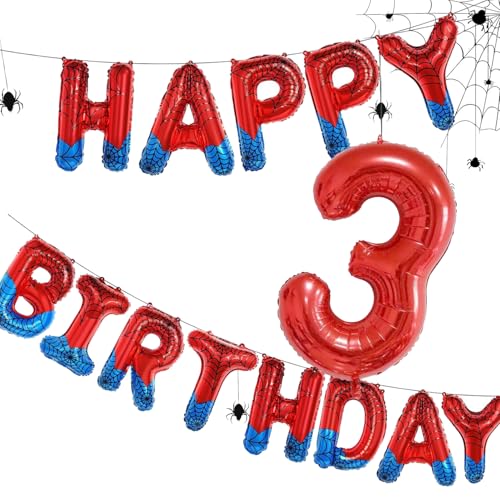 Spinnenmotiv Happy Birthday Banner Party Dekorationen Große Zahl 3 Folienballons Superhelden Party Dekorationen für Junge Spinnenmotiv Happy Birthday Banner Party Dekorationen Große Zahl 3 Folienballons Superhelden Party Dekorationen für Junge von Nikolaus
