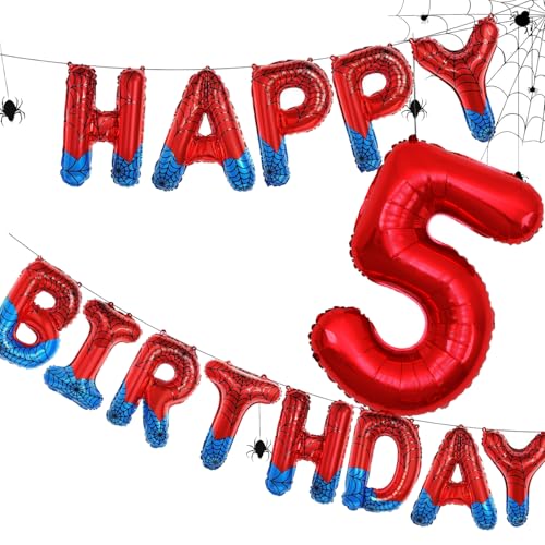 Spinnenmotiv Happy Birthday Banner Party Dekorationen Große Zahl 5 Folienballons Superhelden Party Dekorationen für Junge Spinnenmotiv Happy Birthday Banner Party Dekorationen Große Zahl 5 Folienballons Superhelden Party Dekorationen für Junge von Nikolaus