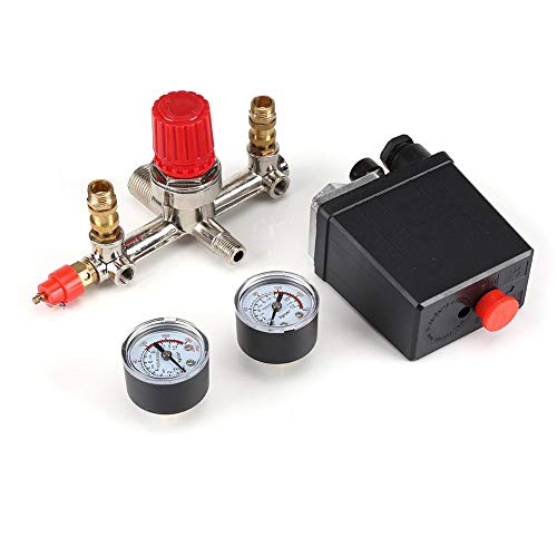 Nikou Druckregelschalter Ventil-Luftkompressor Druckregelschalter Ventilregler 90-120 PSI mit doppelten Manometern von Nikou