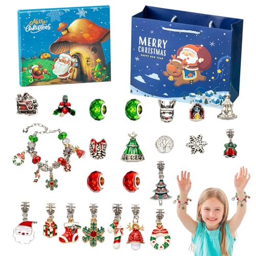 Adventskalender für Mädchen, Weihnachts-Countdown-Kalender - Kristall-Adventskalender Countdown-Kalender | Niedlicher Damen-Schmuck-Weihnachtsmann-Schmuckherstellungsset für Familie, Freunde, von Niktule