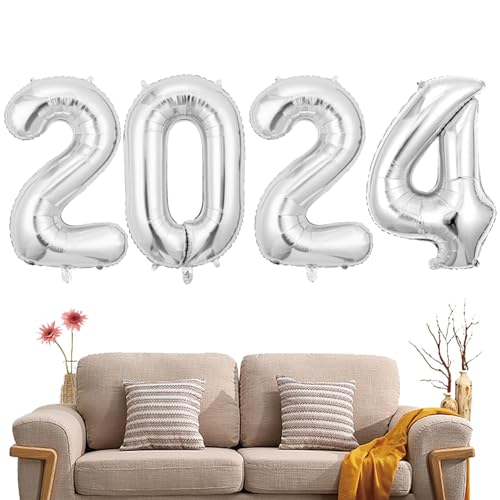 Niktule 2024 Neujahrsballons,40 Zoll Zahlenballons | Ästhetisch glänzende große Universalballons 2024 Mylar-Ballons für Silvester von Niktule