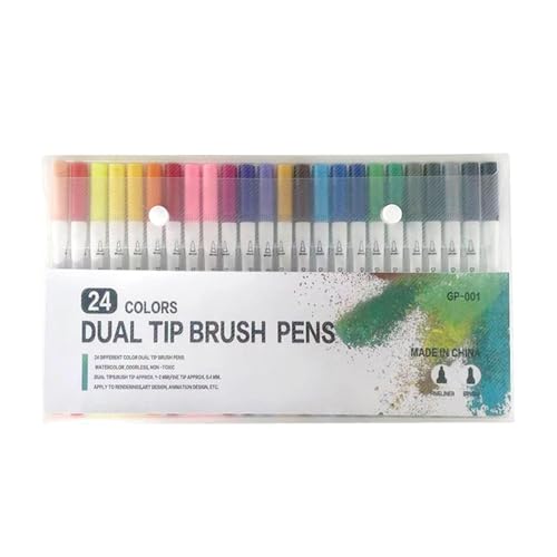 Niktule Aquarell-Pinselstift-Set, 24 Aquarell-Marker | Doppelendige Aquarell-Pinselmarker,Zeichnendes Aquarell-Pinselstift-Set zum Malen, Zeichnen und für -Projekte von Niktule