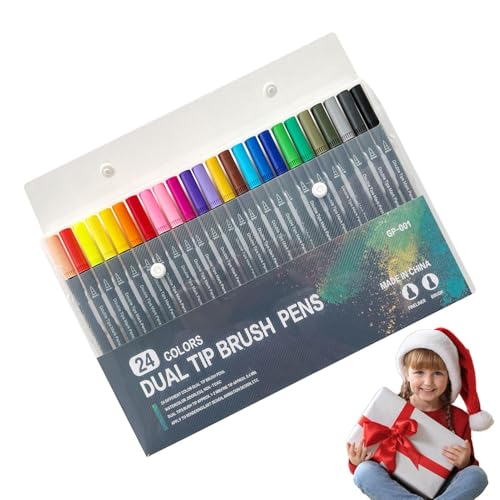 Niktule Aquarellstifte,24 Aquarellpinselstifte, 24 Stück Marker, Farbstifte, Zeichnendes Aquarell-Pinselstift-Set zum Malen, Zeichnen und für -Projekte von Niktule