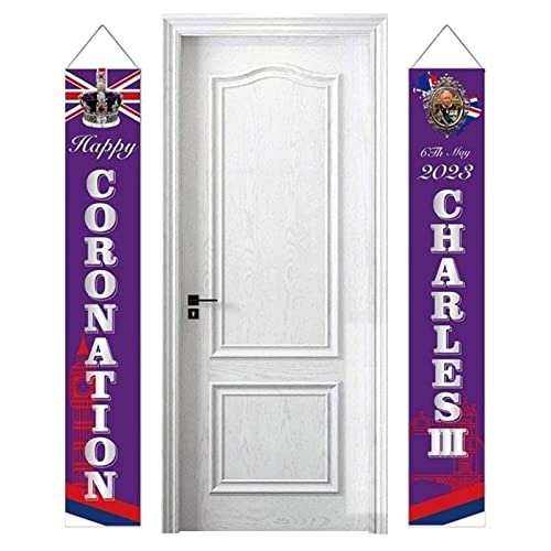 Niktule König Charles-Banner - 180 x 30 cm Kings Krönungsdekoration Türbanner,Union Jack-Banner für Krönungsparty-Dekorationen von Niktule