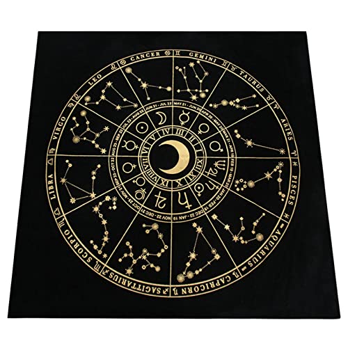 Tarot-Tischdecke, große Größe, Karten-Pad, Tischdecke, schwarzes Flanell, magische Altar-Tischdecke, Dekoration für Weihnachtsfeier, Spiel, 49 x 49 cm von Niktule