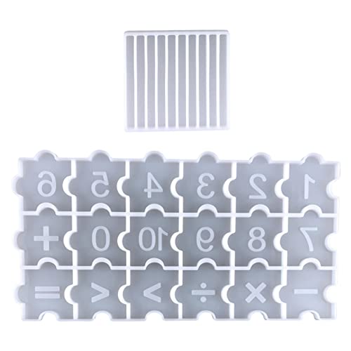 Niktule Zahlenform - Silikon-Buchstaben-Formen, Silikon-Formen für Epoxidharz, Puzzleteil-Form mit mathematischen Symbolen, Epoxidharz-Formen für -Schlüsselanhänger, Mathe-Lernen für Kinder von Niktule