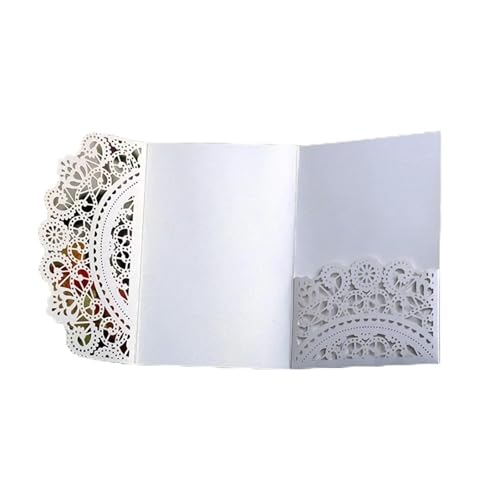 Nilnyvda 10 Stück europäische lasergeschnittene Hochzeitseinladungskarten, dreifach gefaltete Spitze, Geschäftsgrußkarte, Verlobung, Hochzeit, Partybevorzugung, Dekoration(Only White Cover) von Nilnyvda