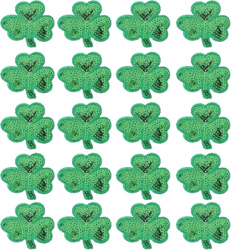 20 Stück Pailletten Kleeblatt Bügelbilder St. Patricks Day Kleidung Applikationen Nähen auf Stickerei Patches DIY Nähen Handwerk Zubehör für Kleidung Kleid Dekor von Niltracy