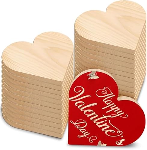 24 unlackierte Holzstücke mit Herzausschnitten zum Valentinstag, leere Holzblöcke, 10 cm Holzblöcke, doppelseitige Liebesblöcke von Niltracy