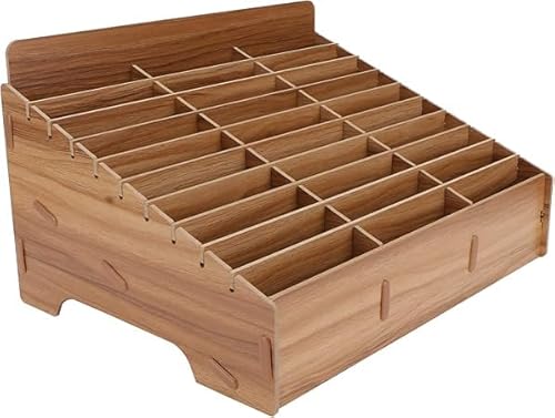 Niltracy 1 Stück Box Handy Aufbewahrungsbox Holz Visitenkartenhalter Holz Schloss Box Fernbedienung Halter Desktop Aufbewahrungsbox Multi-Grid Telefonbox für Klassenzimmer Supplies Büroklammer (Braun) von Niltracy