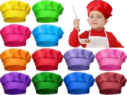 Niltracy Kochmütze für Kinder, elastisch, für Zuhause, Küche, Backen, Pizza, Party, Gastgeschenke, 12 Stück von Niltracy