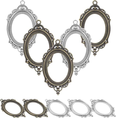 Schmuckherstellungs-Set für Ringe, Kunstharz, oval, blanko, Lünette, Anhänger, Rohlinge mit Loch, für Schmuckherstellung, 40 x 30 mm, rundes Tablett, 10 Stück von Niltracy