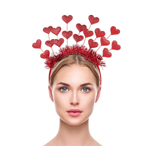 Valentinstag Herz Stirnband Glitzer Herz Haarband mit 9 Pailletten Romantische Kopfdekor Stirnband Haarreifen Haarschmuck für Hochzeit Valentinstag Halloween Geburtstag Party von Niltracy