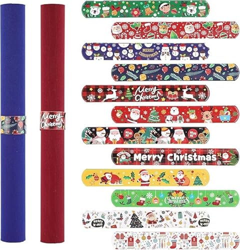 Weihnachts-Geschenkpapier-Rollenhalter-Clips, 22,1 x 3 cm, 12 Designs, Geschenkpapier-Klemmen, Streifen, Flip-Stabilisator, Klappbänder, Werkzeug für Weihnachtsposter, Organizer, Aufbewahrung (12) von Niltracy