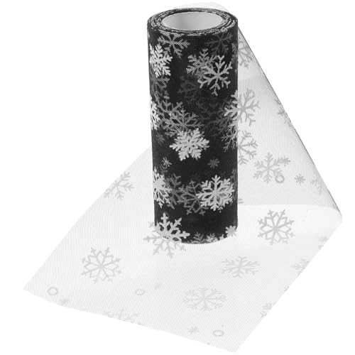 Weihnachts-Schneeflocken-Tüllrolle, glitzerndes Organza-Gazeband, 15 cm, 9,1 m (schwarz) von Niltracy