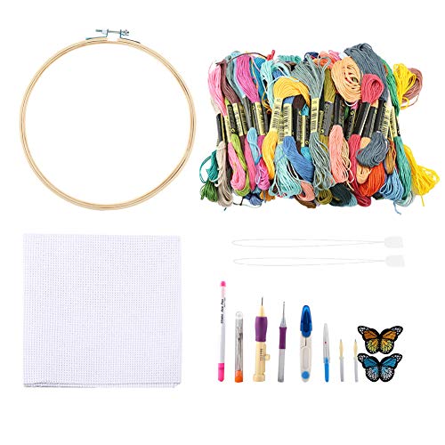 Nimoa Stickerei-Nähset, DIY Crafts Bunte Fäden Stickstift Punch Needle Kit Set Nähwerkzeuge, 100 Stück/Set von Nimoa